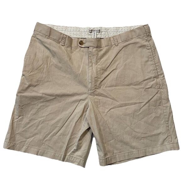 Peter Millar Shorts Mens 38 Khaki Striped Featherweight Golf Performance Preppy - Picture 1 of 5